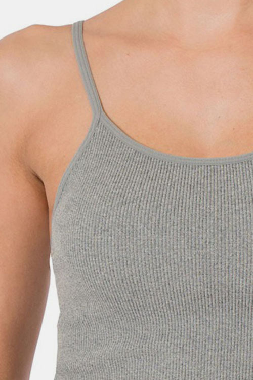 Zenana Ribbed Seamless Cropped Cami with Bra Pads