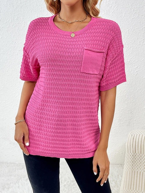 Round Neck Half Sleeve Knit Top