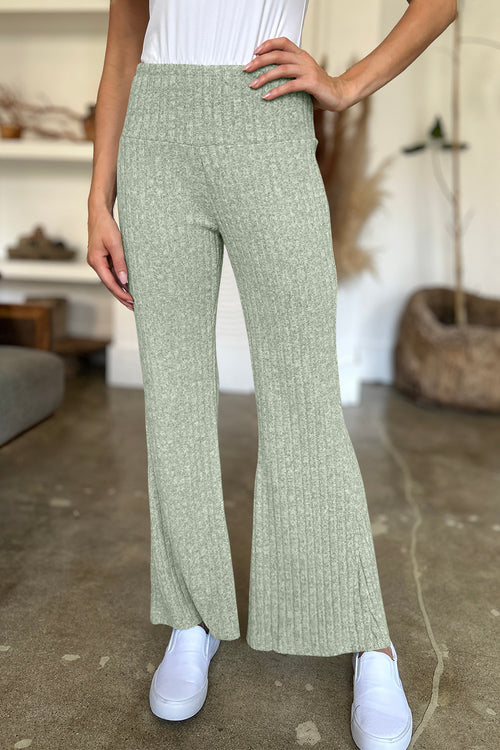 FAM-FAM Ribbed High Waist Flare Pants