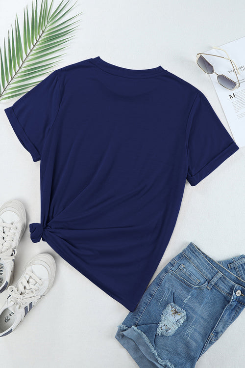 Bow Graphic Round Neck Short Sleeve T-Shirt