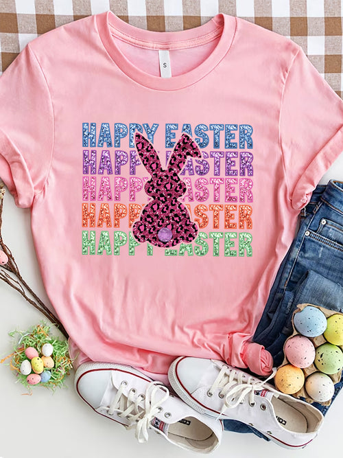 HAPPY EASTER Round Neck Short Sleeve T-Shirt