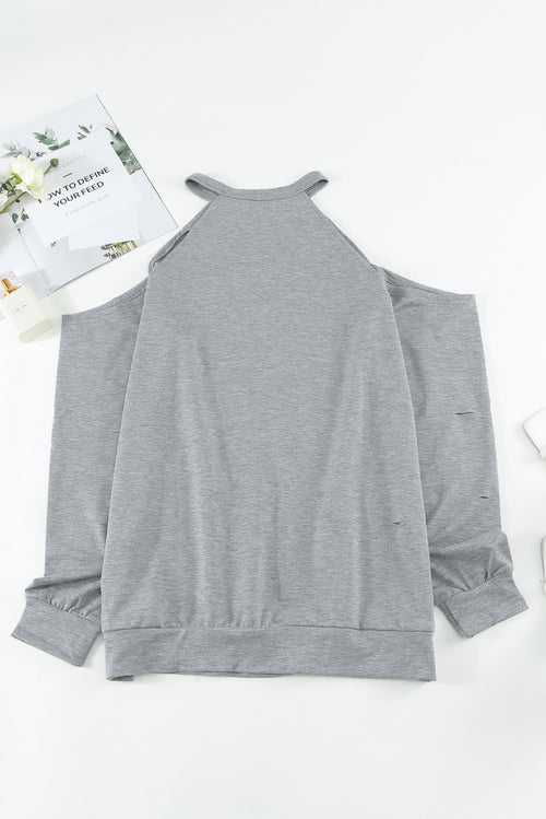 Cold Shoulder Long Sleeve Sweatshirt