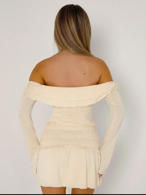 Devine Twisted Ruffled Off-Shoulder Long Sleeve T-Shirt