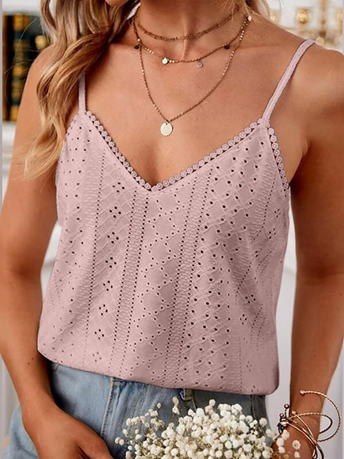 Eyelet Lace Detail V-Neck Cami