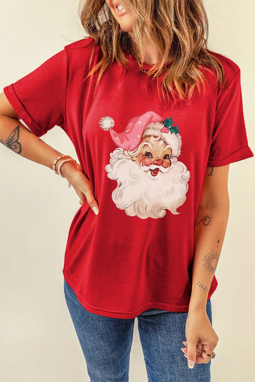 Santa Round Neck Short Sleeve T-Shirt