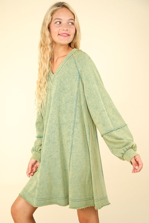 VERY J Mineral Washed Oversized A-Line Mini Dress