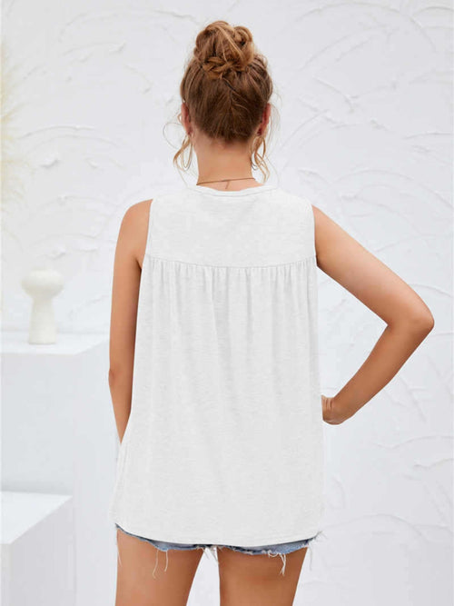 Flower Pattern Round Neck Tank