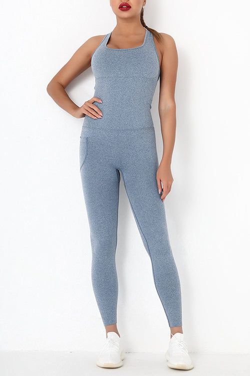 Crisscross Wide Strap Active Jumpsuit