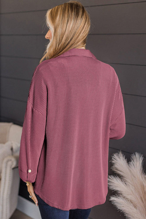 Striped Collared Neck Long Sleeve Shirt