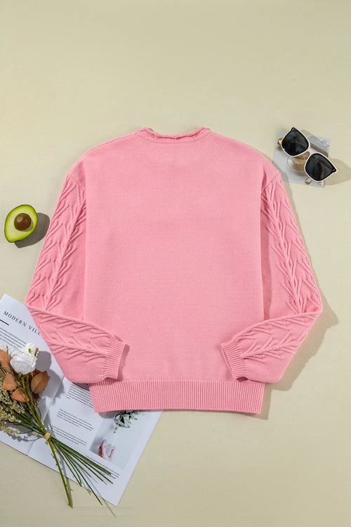 Notched Long Sleeve Sweater