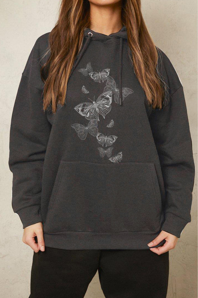 Simply Love Full Size Dropped Shoulder Butterfly Graphic Hoodie