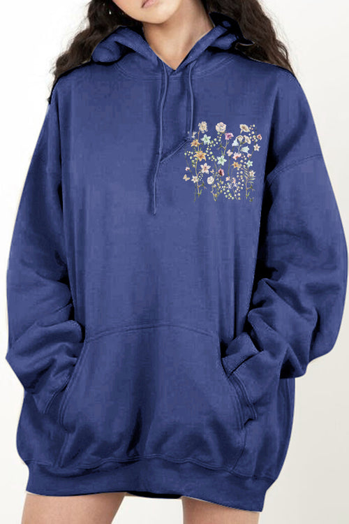 Simply Love Full Size Flower Graphic Dropped Shoulder Hoodie