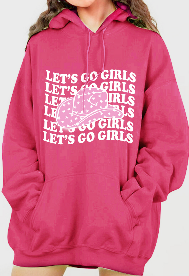 Simply Love Full Size LET’S GO GIRLS Graphic Dropped Shoulder Hoodie
