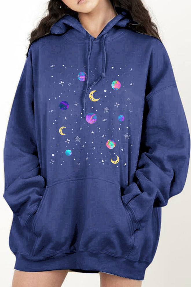 Simply Love Full Size Dropped Shoulder Star & Moon Graphic Hoodie